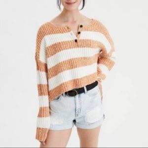 American Eagle Mustard Striped Sweater